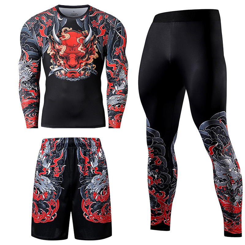Compression Long Pant - 2/3 قطعة الرجال جيو جيتسو رياضية