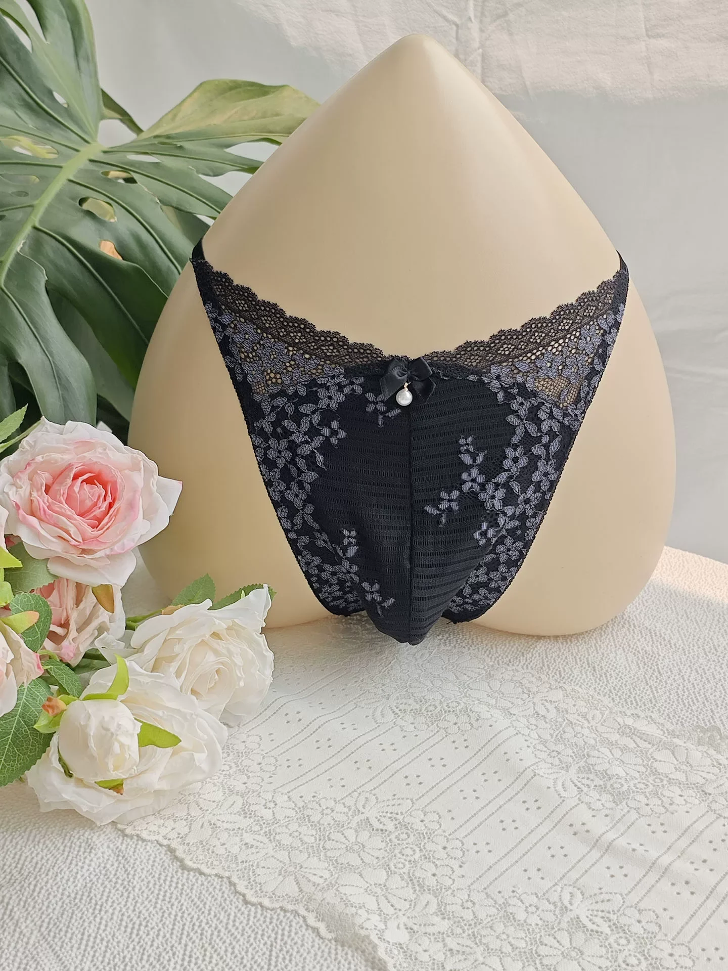 Boxer Brief Pack Cotton - سروال داخلي رجالي أسود من الدانتيل