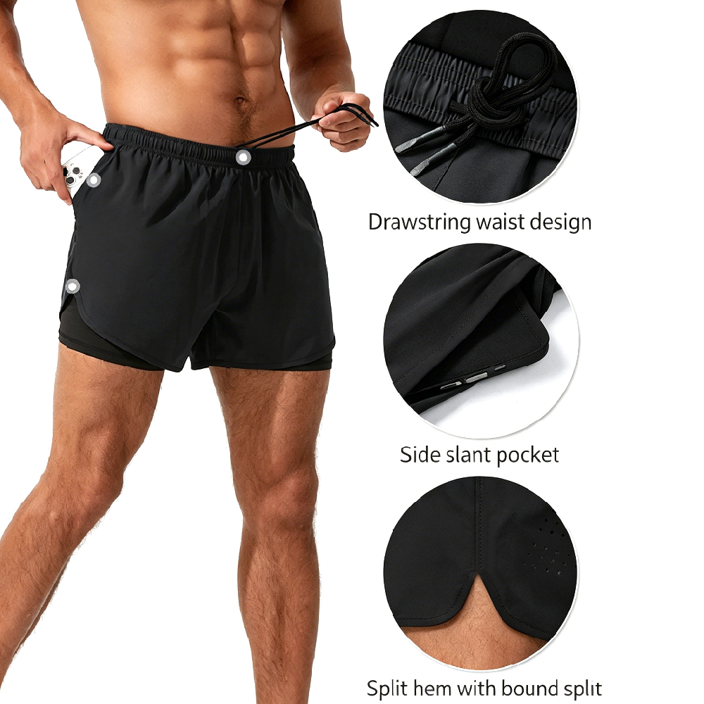 شورت رياضي رجالي 2 في 1 سريع ا - مراجعة Compression Shorts Athletes وسعره